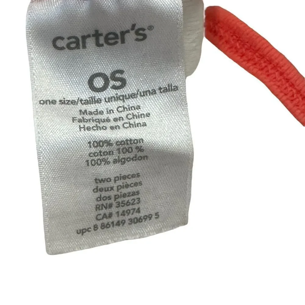 Carters Baby Blanket Stretch Cotton Swaddle Poppy Flowers White Coral 126317‎